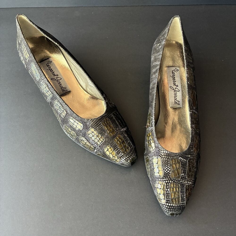 Vintage Margaret Jerrold Metallic Gold / Bronze Leather Pumps Size 10M